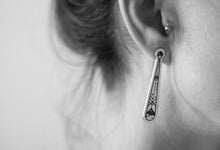 Load image into Gallery viewer, Silver Long Stud Earrings - Micro-Macro Connection