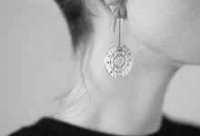 Load image into Gallery viewer, Silver Asymetrical Long Earrings - Soul Compass