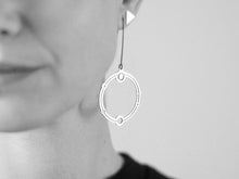 Load image into Gallery viewer, Silver Asymetrical Long Earrings - Soul Compass