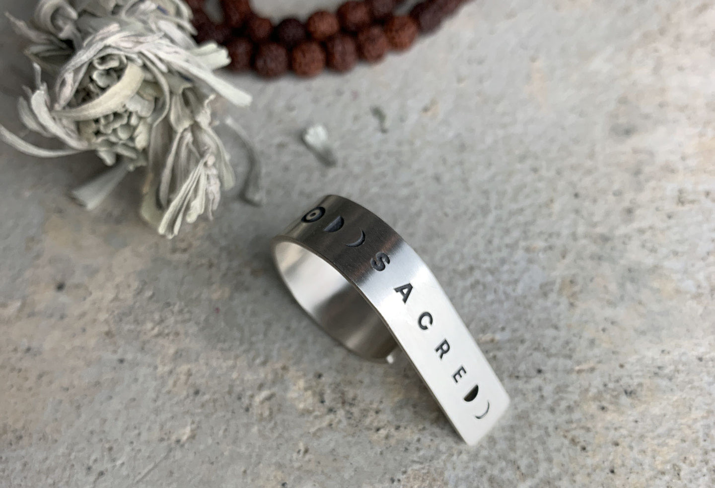 Silver Engraved Ring - Sacred Time