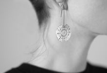 Load image into Gallery viewer, Silver Asymetrical Long Earrings - Soul Compass
